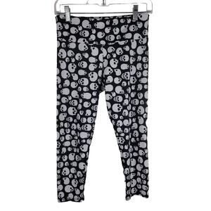 Onzie Black White Skulls Athletic Athleisure Hiking Casual Leggings XS